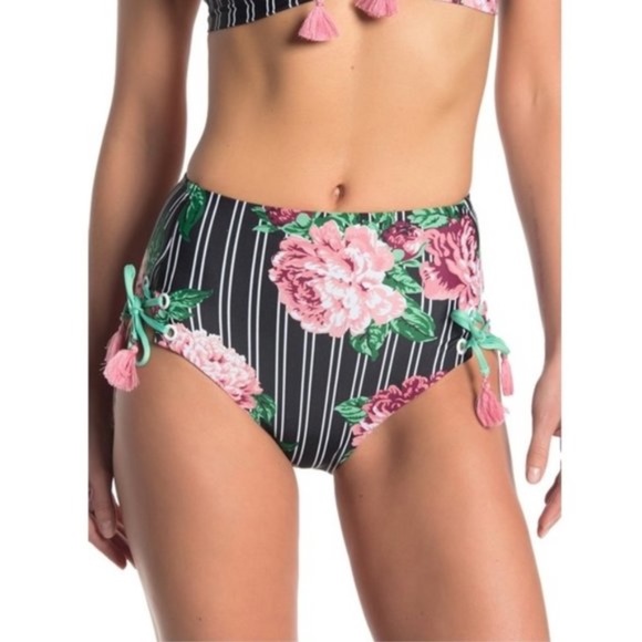 NWOT Mossimo Printed High Waist Lace-Up Bikini Bottom - Picture 1 of 5